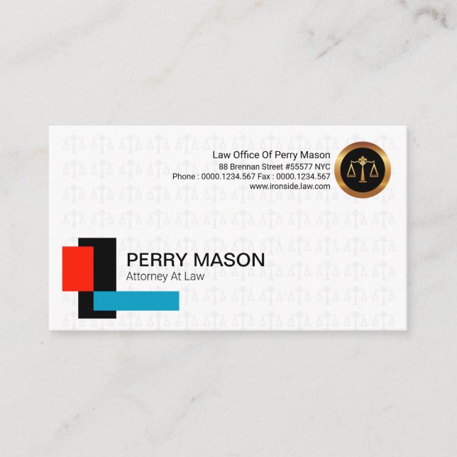Building Blocks Of Law Scales Of Justice Cover Business Card (Front)