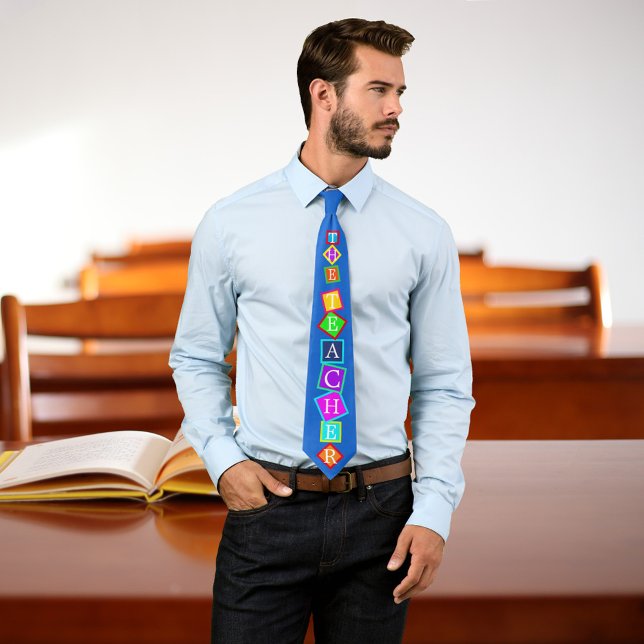 Building Blocks Personalized Colors Teacher Tie (Creator Uploaded)