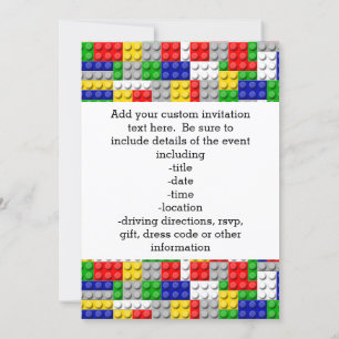 Building Blocks Primary Colour Boy's Birthday/Part Invitation
