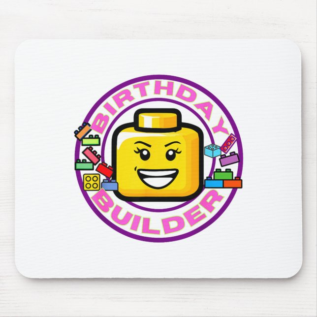 Building Brick Birthday Builder Blocks Bricks Figu Mouse Pad (Front)
