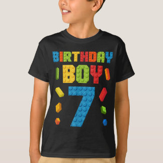 Building Bricks 7th Birthday Boy 7 seven Year  T-Shirt