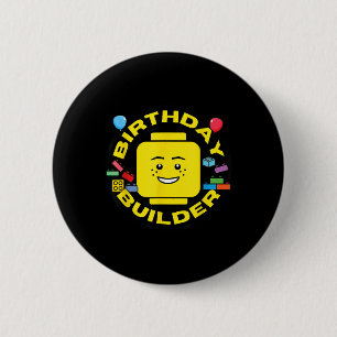 Building Bricks Birthday Builder Blocks Figure  6 Cm Round Badge