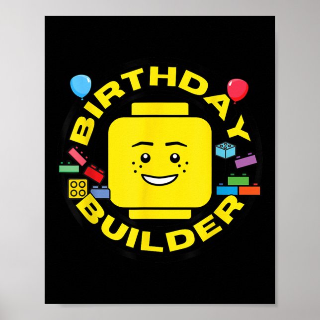 Building Bricks Birthday Builder Blocks Figure  Poster (Front)