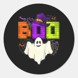 Building Bricks Boo Halloween Ghost Witch Group Bo Classic Round Sticker