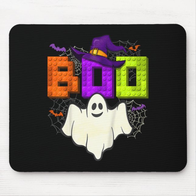 Building Bricks Boo Halloween Ghost Witch Group Bo Mouse Pad (Front)