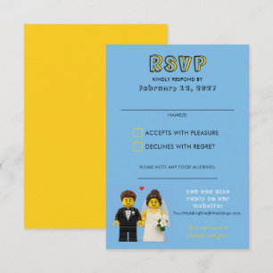 Building Bricks Classic Toy Blocks Wedding RSVP Card