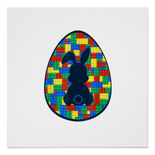 Building Bricks Easter Egg Bunny Boys Girl Family  Poster