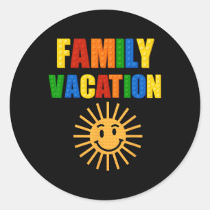 Building Bricks Family Vacation Matching Block Bui Classic Round Sticker