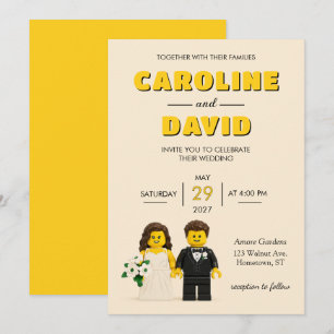 Building Bricks Toy Blocks Modern Fun Wedding Invitation