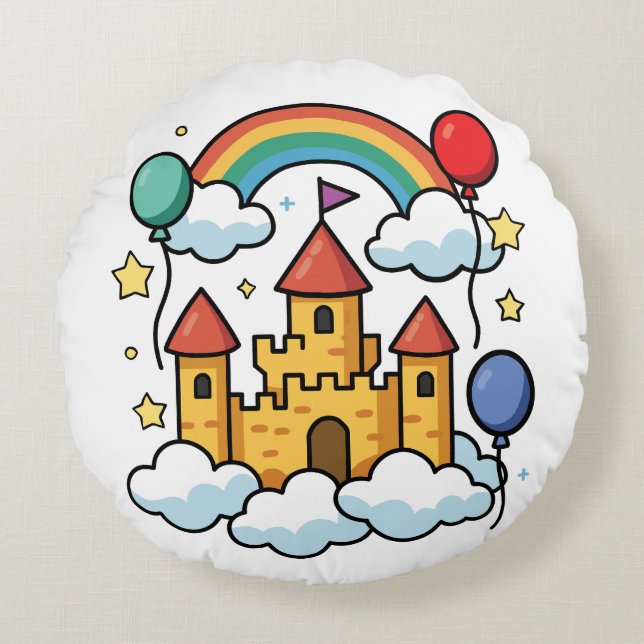 Building Castles in the Sky Round Cushion (Front)