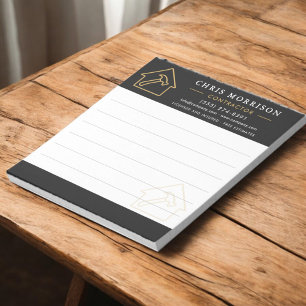 Building Construction Black Gold Notepad
