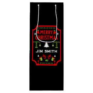 Building Construction Christmas Wine Gift Bag