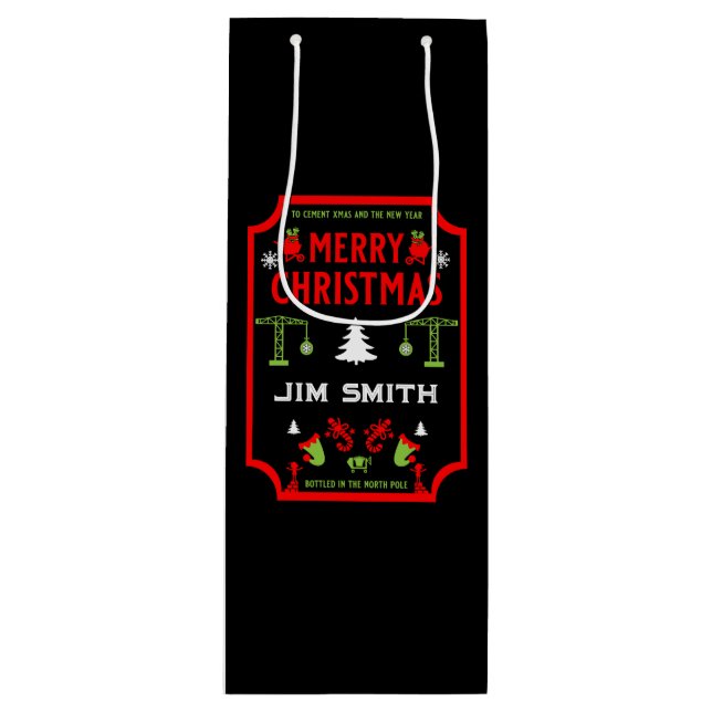 Building Construction Christmas Wine Gift Bag (Front)