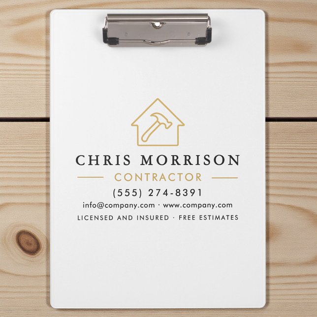 Building Construction Contractor White Gold Clipboard (Creator Uploaded)