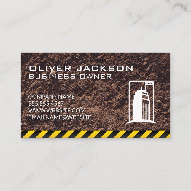 Building Construction | Dirt Construction Zone Business Card (Front)