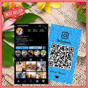 Building Construction Instagram Blue   QR Code Business Card