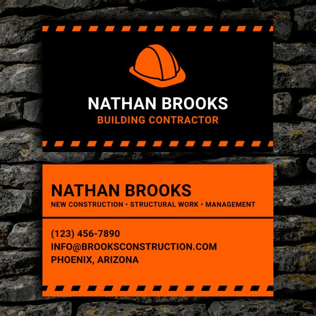 Building Contractor Orange Hard Hat Business Card (Creator Uploaded)