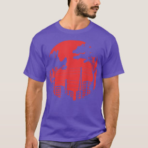 Building Creepy Night Red Moon City View  (2) T-Shirt