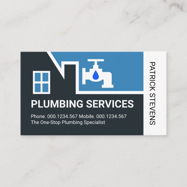 Building Frame Leaking Plumbing Faucet Business Card (Front)
