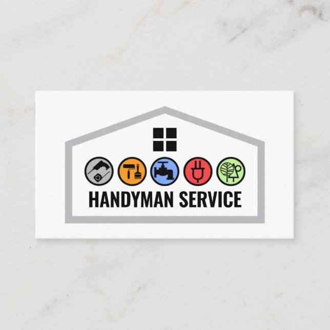Building Frame With Handyman Tools Business Card (Front)