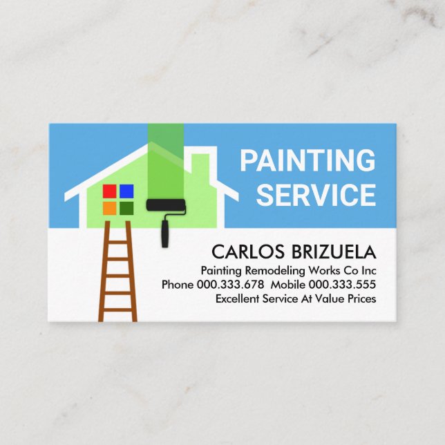 Building Home Frame Brush Painting Business Card (Front)