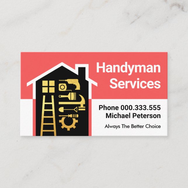 Building Home Frame Construction Works Business Card (Front)