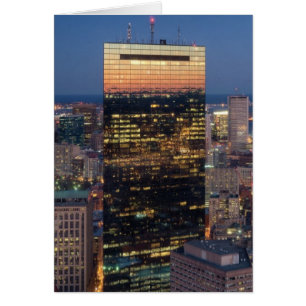 Building of Boston with light trails on road