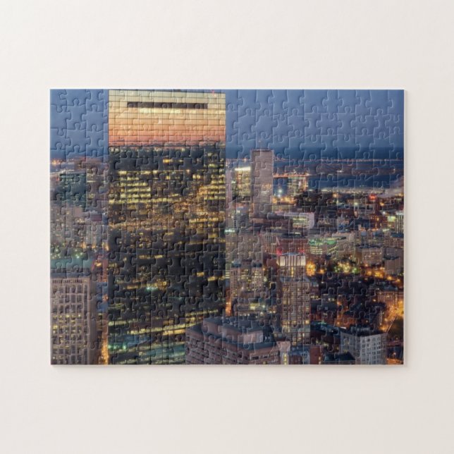 Building of Boston with light trails on road Jigsaw Puzzle (Horizontal)