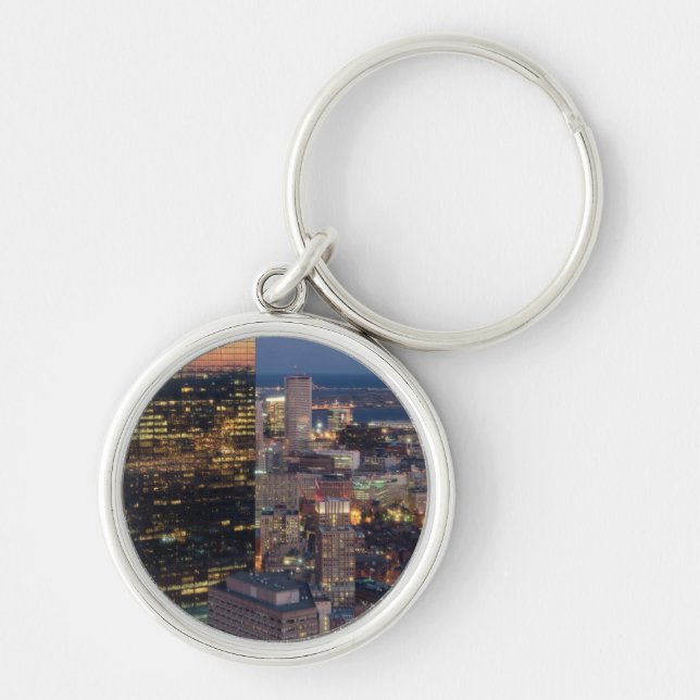 Building of Boston with light trails on road Key Ring (Front)
