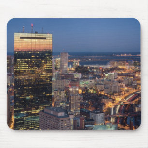 Building of Boston with light trails on road Mouse Pad