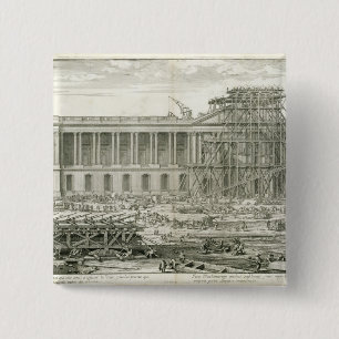 Building of the Main Entrance of the Louvre, Paris 15 Cm Square Badge