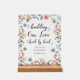 Building Our Love Brick By Brick Wedding Table Acrylic Sign