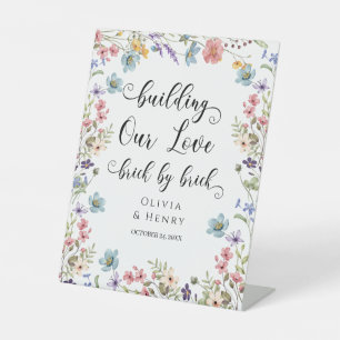 Building Our Love Brick By Brick Wedding Table Pedestal Sign