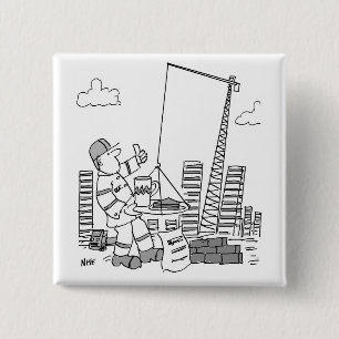 Building Site Overhead Crane Operator 15 Cm Square Badge