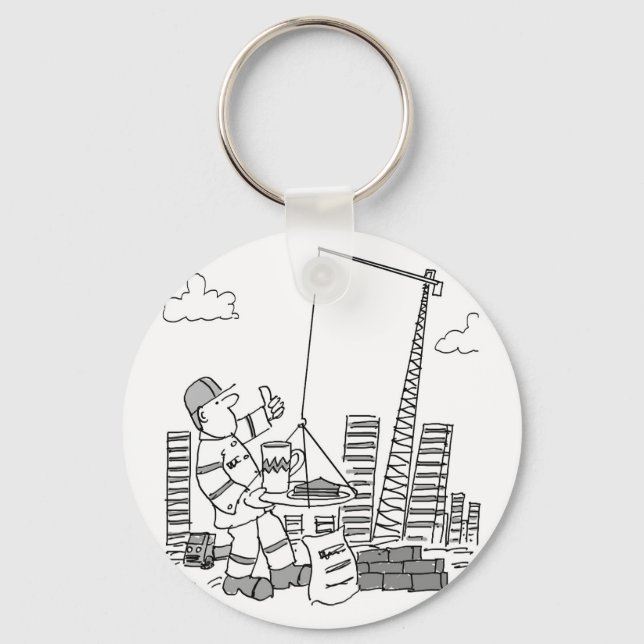 Building Site Overhead Crane Operator Key Ring (Front)