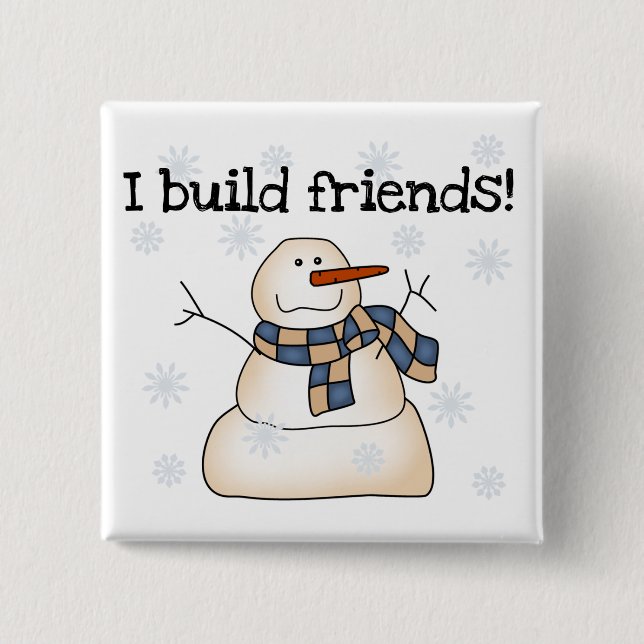 Building Snow Friends Tshirts and Gifts 15 Cm Square Badge (Front)