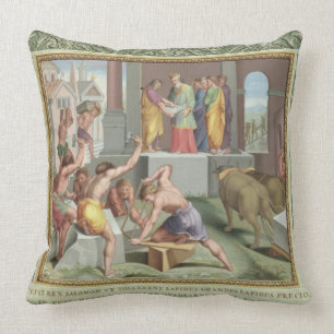 Building The Temple of Solomon, illustration from Cushion