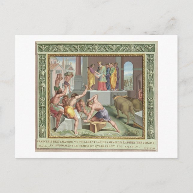 Building The Temple of Solomon, illustration from Postcard (Front)