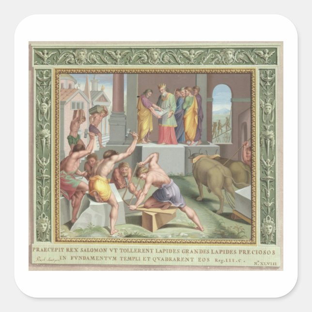 Building The Temple of Solomon, illustration from Square Sticker (Front)