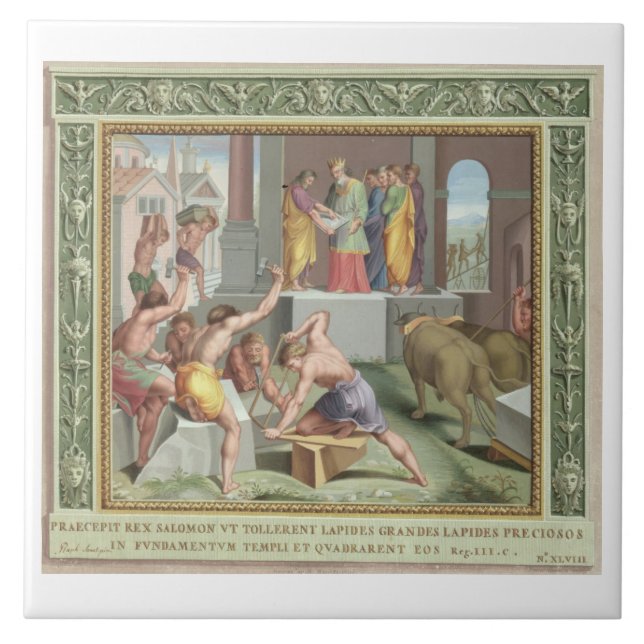 Building The Temple of Solomon, illustration from Tile (Front)