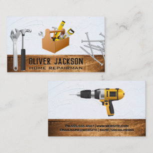 Building Tools Tool Box Wood Business Card