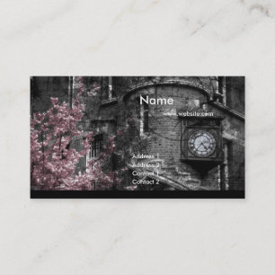Building with Pink Bushes/Grunge Business Cards