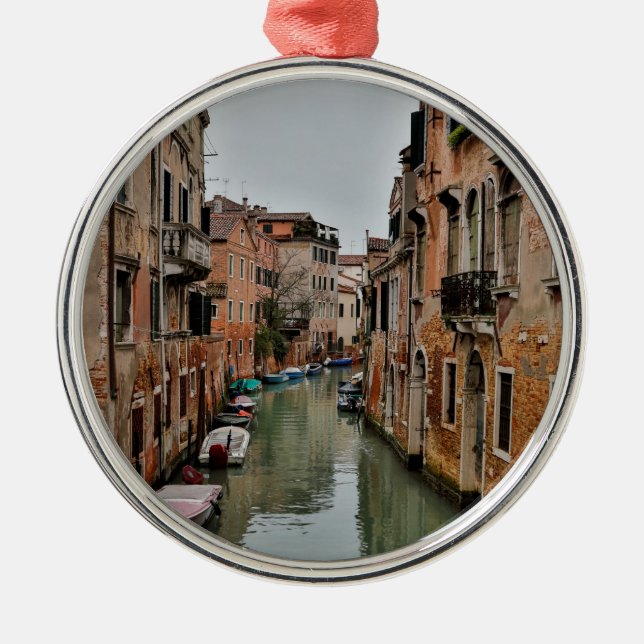 Buildings along canals of Venice Metal Tree Decoration (Front)