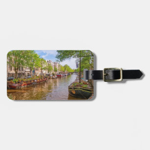 Buildings and canal in Amsterdam, Netherlands Luggage Tag