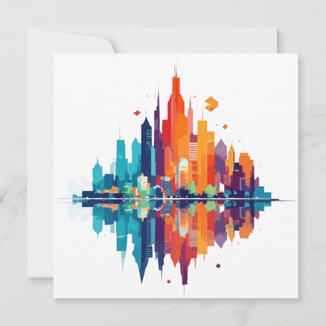 Buildings Cityscape Modern Skyscrapers City Life Card (Front)