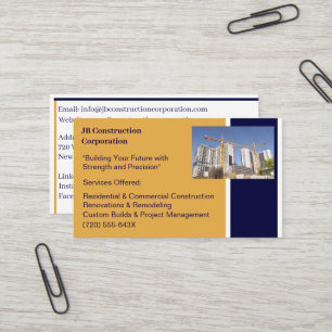 Buildings Contractor Building Construction Crane Business Card