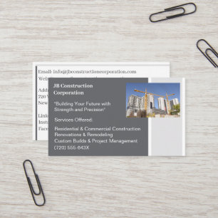 Buildings Contractor Building Construction Crane Business Card