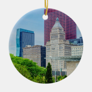 Buildings In Chicago Ceramic Tree Decoration