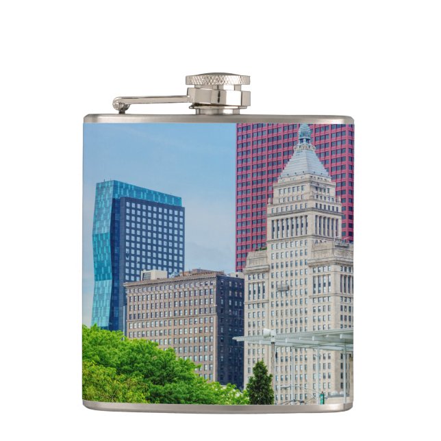 Buildings In Chicago Hip Flask (Front)