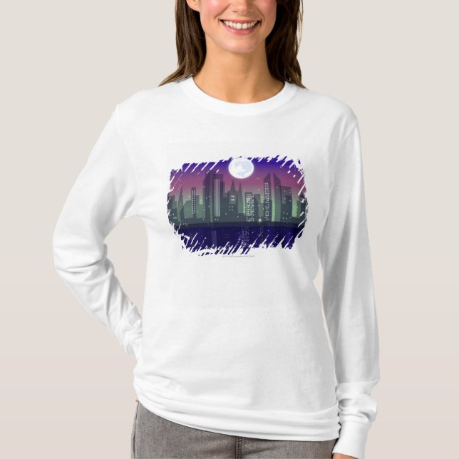 Buildings lit up at night T-Shirt (Front)